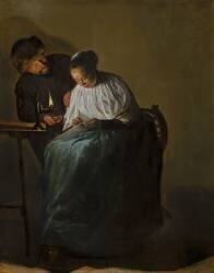 Homme offrant de l'argent à une jeune femme (Judith Leyster) - Muzeo.com