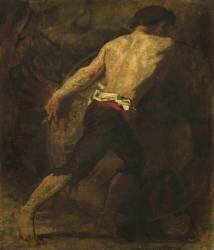 Homme poussant un canon (Thomas Couture) - Muzeo.com