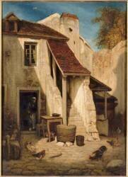 Intérieur de cour rustique à Fontainebleau (Alexandre Gabriel Decamps) - Muzeo.com