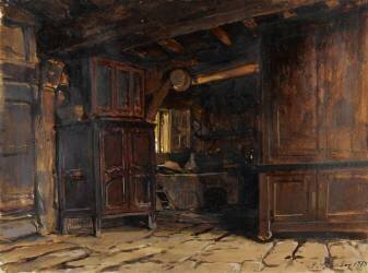 Intérieur de ferme à Varengeville (Eugène Isabey) - Muzeo.com