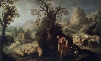 Jacob place les baguettes pelées devant les troupeaux de Laban (Bartolomé Esteban Murillo) - Muzeo.com