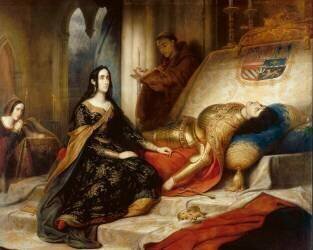 Jeanne la Folle attendant la résurrection de Philippe le Beau son mari (Charles de Steuben) - Muzeo.com