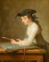 Jeune dessinateur taillant son crayon (Jean Siméon Chardin) - Muzeo.com