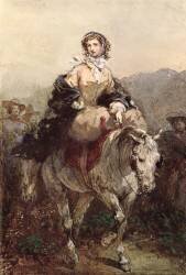 Jeune femme à cheval (Eugène Lami) - Muzeo.com