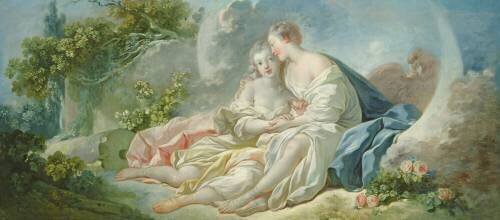 Jupiter disguised as Diana tries to seduce Callisto (Jean-Honoré Fragonard) - Muzeo.com