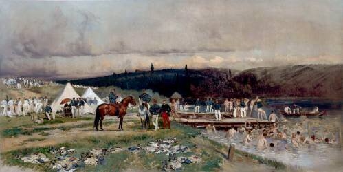 La baignade du régiment à Saint-Germain-en-Laye (Edouard Detaille) - Muzeo.com
