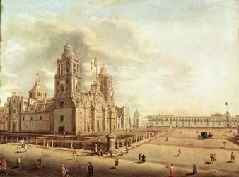 La cathédrale métropolitaine et le palais national (Pedro Gualdi) - Muzeo.com