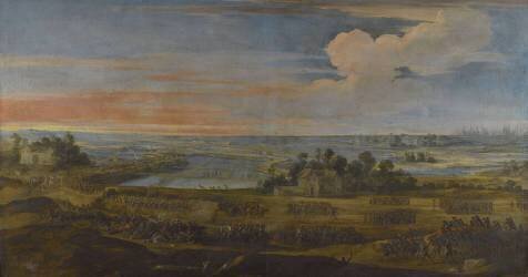 La défaite des Anglais en l'île de Ré par l'armée française le 8 novembre 1627 (Laurent de La Hyre) - Muzeo.com
