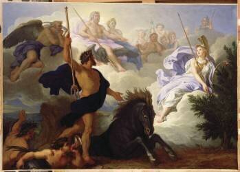 La dispute de Minerve et de Neptune pour savoir qui des deux donnera son nom à la ville d'Athènes (René Antoine Houasse) - Muzeo.com