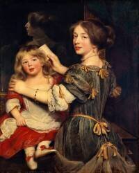 La Fille aînée de l'artiste peignant son frère (Claude Lefebvre) - Muzeo.com