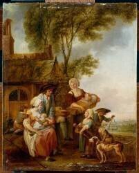 La Joueuse de vielle (Louis-Joseph Watteau de Lille) - Muzeo.com
