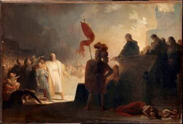 La lecture de sentence de condamnation des Templiers (Alexandre-Evariste Fragonard) - Muzeo.com