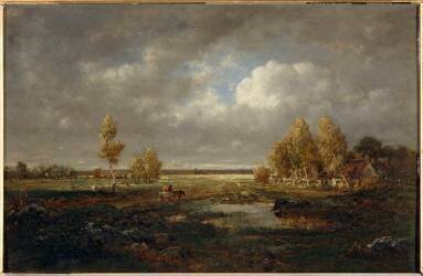 La mare près de la route, ferme dans le Berry (Théodore Rousseau) - Muzeo.com