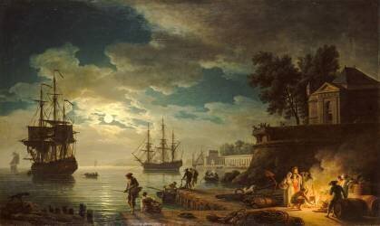 La Nuit : un port de mer au clair de lune (Joseph Vernet) - Muzeo.com