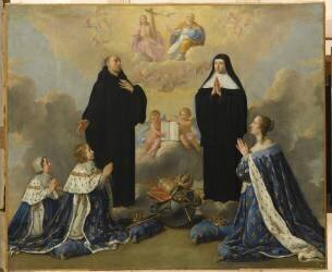 La reine Anne d'Autriche et ses enfants Louis XIV et Philippe, duc d'Anjou (Philippe de Champaigne) - Muzeo.com