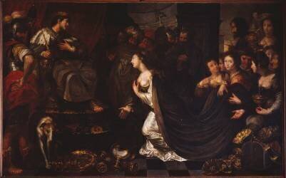 La reine de Saba offrant ses présents au roi Salomon (Pieter van Lint) - Muzeo.com
