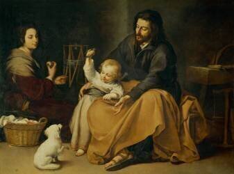 La Sainte Famille avec le petit oiseau (Bartolomé Esteban Murillo) - Muzeo.com