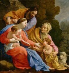 La Sainte Famille avec sainte Elisabeth et le petit saint Jean-Baptiste (Simon Vouet) - Muzeo.com