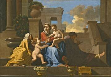 La Sainte Famille sur les marches (Nicolas Poussin) - Muzeo.com