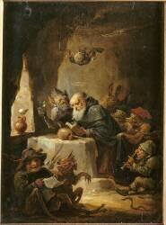 La tentation de saint Antoine ; petite version (David Teniers the Younger) - Muzeo.com