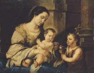 La Vierge et l'Enfant avec l'enfant St. Jean Baptiste (Bartolomé Esteban Murillo) - Muzeo.com