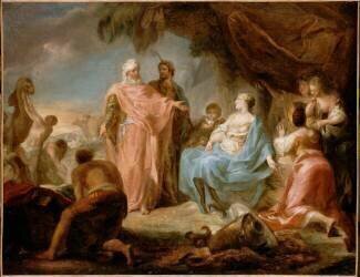 Laban cherchant ses idoles (Gabriel Jacques de Saint-Aubin) - Muzeo.com