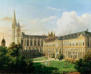 L'abbatiale Saint-Denis et l'école de la Légion d'honneur en 1840 (Aline Clement) - Muzeo.com