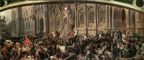 Lamartine repoussant le drapeau rouge à l'Hôtel de Ville, le 25 février 1848 (Henri Félix Emmanuel...) - Muzeo.com