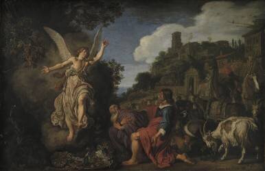 L'ange Raphael prend congé du vieux Tobit et de son fils Tobias (Pieter Lastman) - Muzeo.com