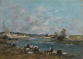 Lavandières sur les rives de la rivière Touques (Eugène Boudin) - Muzeo.com