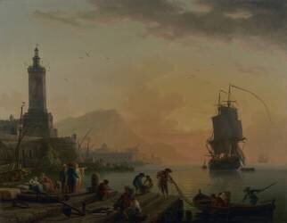 Le calme dans un port méditerranéen (Joseph Vernet) - Muzeo.com