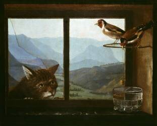 Le Chat et les chardonnerets (anonyme) - Muzeo.com