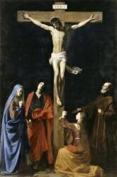 Le Christ en croix, la Vierge, la Madeleine, saint Jean et saint Vincent de Paul (Nicolas Tournier) - Muzeo.com