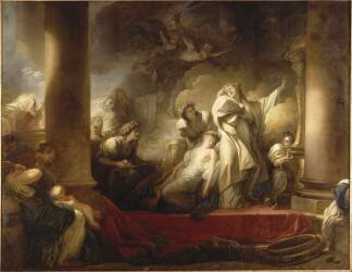 Le Grand prêtre Corésus se sacrifie pour sauver Callirhoé (Jean-Honoré Fragonard) - Muzeo.com