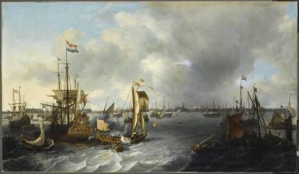 Le Port d'Amsterdam vu de l'Ij (Ludolf Backhuysen) - Muzeo.com