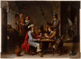 Le Reniement de saint Pierre dans un corps de garde avec des joueurs de cartes (David Teniers le Jeune) - Muzeo.com