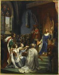 Le roi Jean II le Bon reçoit au Louvre la soumission de Charles II le mauvais, roi de Navarre (Merry-Joseph Blondel) - Muzeo.com