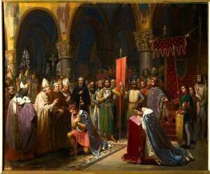 Le roi Louis VII prend l'oriflamme à Saint-Denis (Jean-Baptiste Mauzaisse) - Muzeo.com