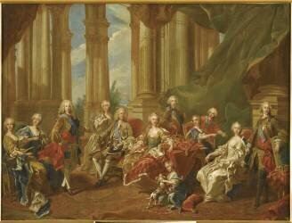 Le roi Philippe V d'Espagne et sa famille, esquisse (Louis-Michel van Loo) - Muzeo.com