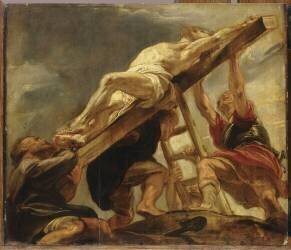 L'Elévation de la croix ; esquisse pour un compartiment du plafond de l'église des Jésuites d'Anvers (Pierre Paul Rubens) - Muzeo.com