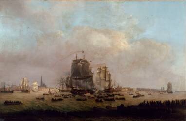 L'Empereur et l'Impératrice visitant l'escadre mouillée dans l'Escaut devant Anvers (Matthieu Ignace van Brée) - Muzeo.com