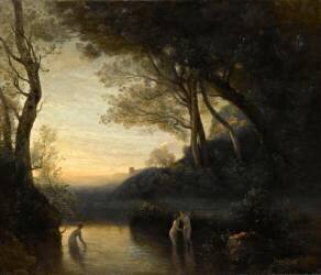 Les baigneuses de Bellinzona ; Effet du soir (Jean-Baptiste Camille Corot) - Muzeo.com