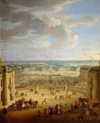 Les Ecuries vue du château de Versailles (Jean-Baptiste Martin l'Ancien) - Muzeo.com