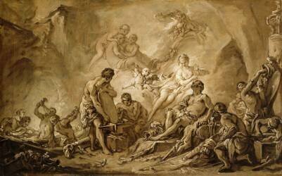 Les Forges de Vulcain. Esquisse en grisaille (François Boucher) - Muzeo.com