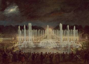 Les Grandes Eaux illuminées au bassin de Neptune à Versailles (Eugène Lami) - Muzeo.com
