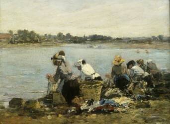 Les lavandières à la Touques (Eugène Boudin) - Muzeo.com