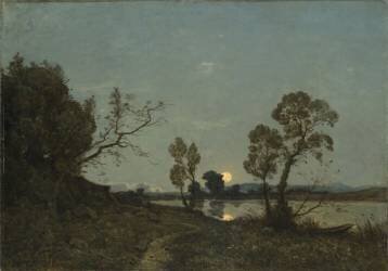 Lever de lune étang de Grand-Rue (Henri Joseph Harpignies) - Muzeo.com