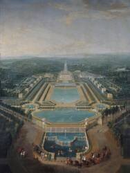 Louis XV enfant se promenant en calèche en vue de l'Abreuvoir et du château de Marly (Pierre Denis Martin) - Muzeo.com