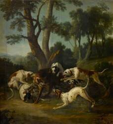 Loup tenant tête à six chiens (Jean-Baptiste Oudry) - Muzeo.com
