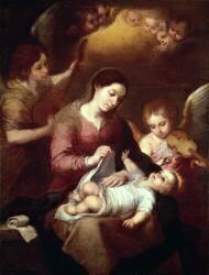 Madone enveloppant l'enfant dans des langes (Bartolomé Esteban Murillo) - Muzeo.com
